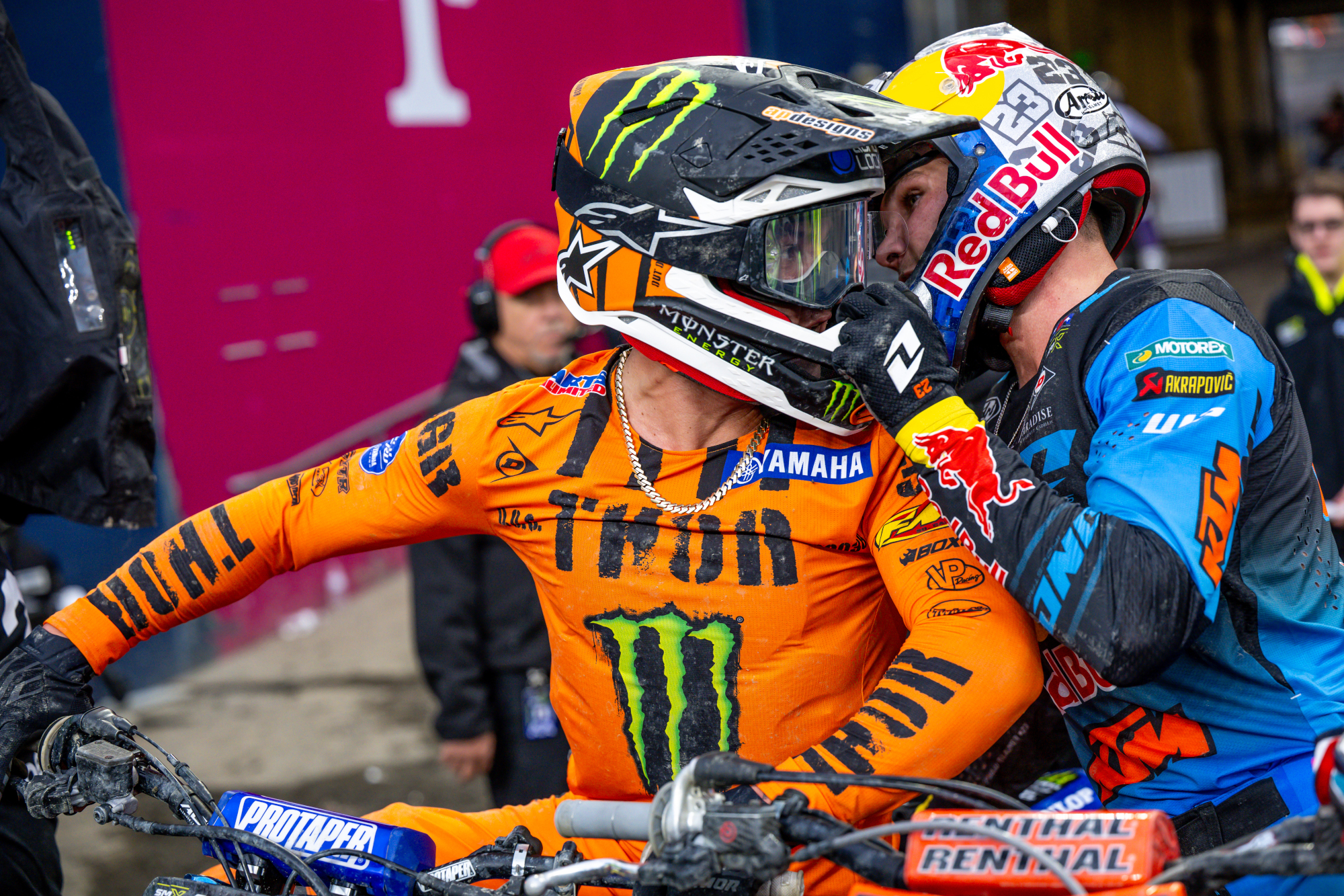 Deegan and Beaumer exchange words